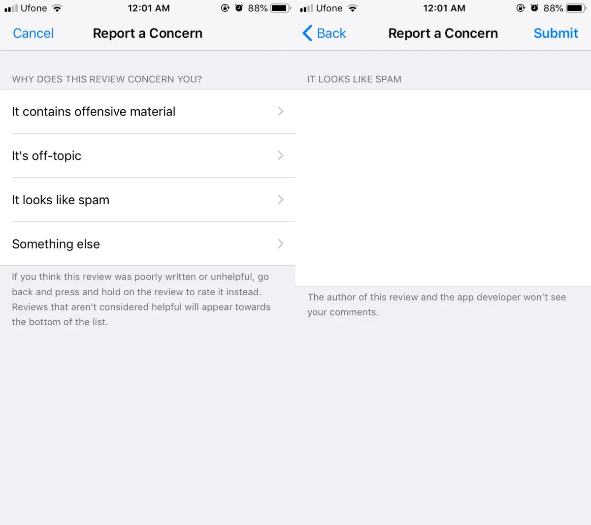 So melden Sie Spam-Bewertungen im App Store unter iOS 1