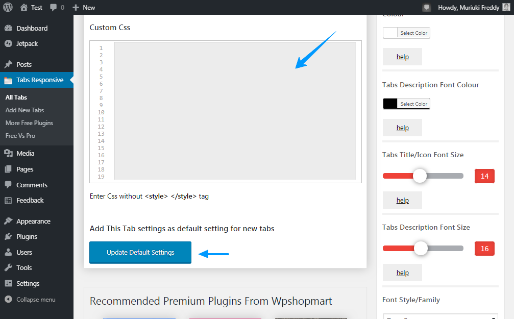 Benutzerdefiniertes CSS-Plugin für WordPress-Tabs