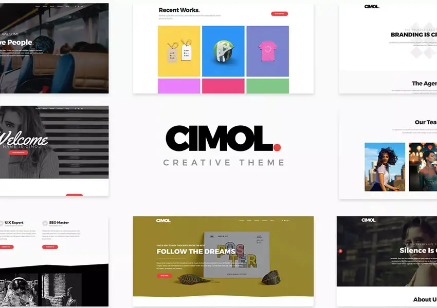 Cimol Portfolio WordPress-Theme rollt von Seite zu Seite