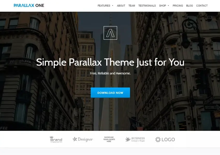 Parallax One Business Kostenlos Responsive WP WordPress Theme Scrollen Sie von einer Seite zur anderen