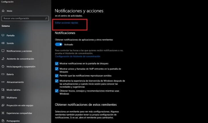 Schnelle Aktionen in Windows 10