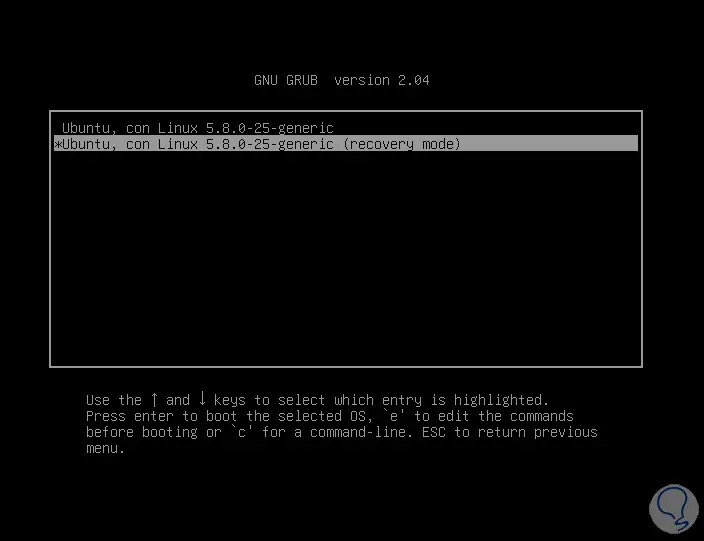Zugriff auf und Verwendung des Wiederherstellungsmodus in Ubuntu-2.png