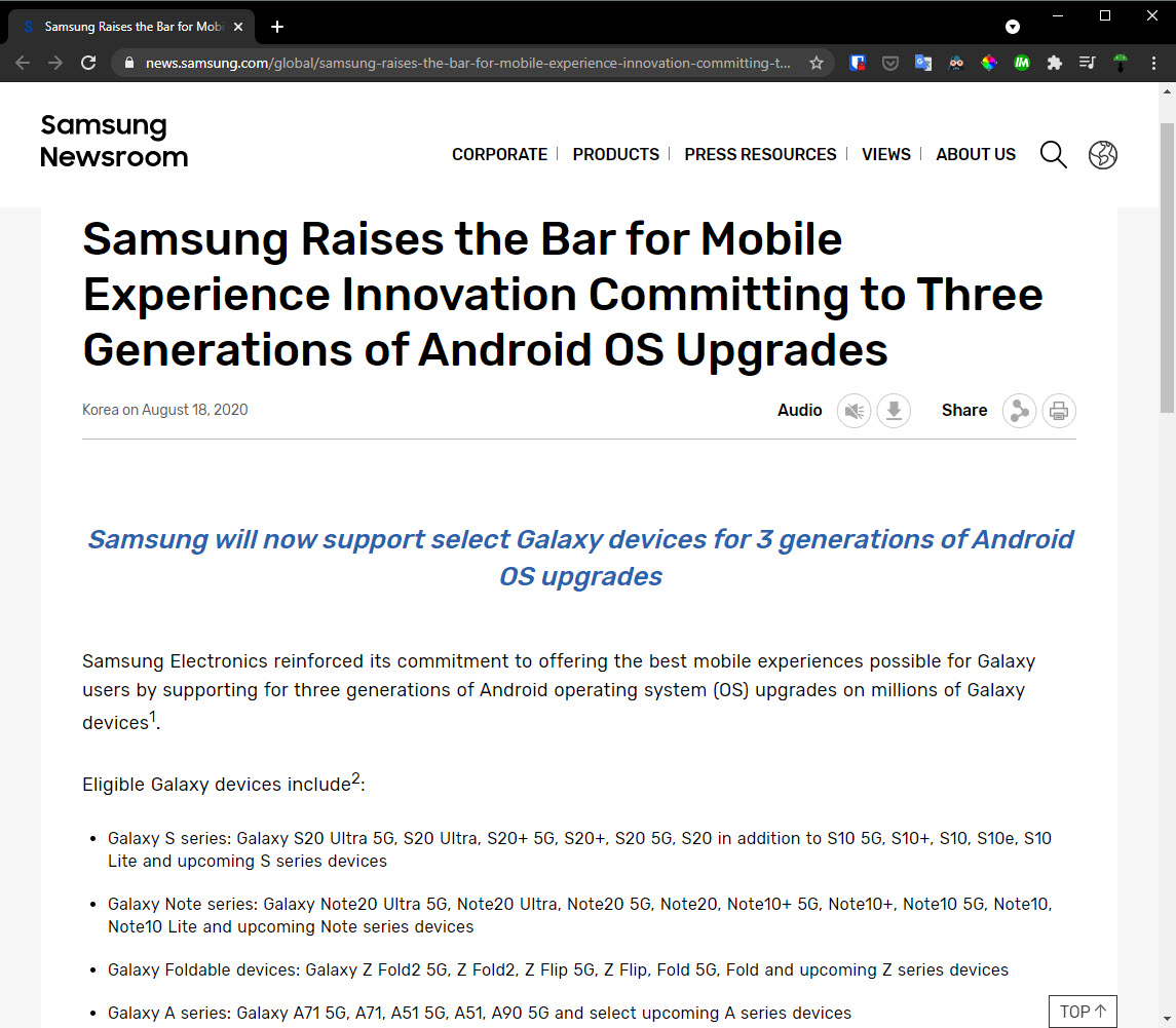 Android-Systemupdates Samsungsam