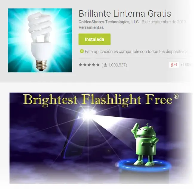 frei leuchtende Taschenlampe für Android