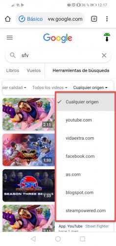 Suche nach Video in Google Origin