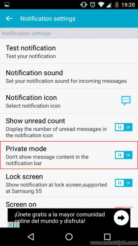 keine Nachrichtenstatusleiste anzeigen Android-Handcent-SMS