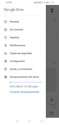 Google Drive App Android-Optionen