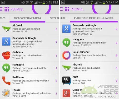 Berechtigungen anzeigen Android-Anwendungen wirken sich auf den Akkustand aus
