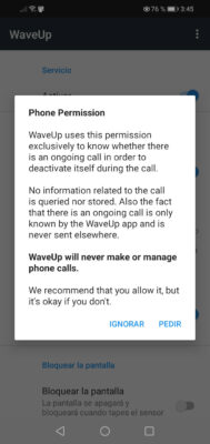 Waveup-Erlaubnis Telefon