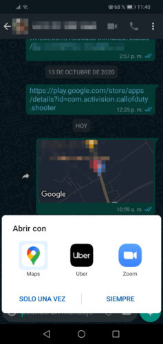 WhatsApp-Standort in Google Maps öffnen