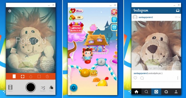 Android Retrica, Candy Crush Soda und Instagram-Apps, die auf Google Chrome 41 (Windows 7) ausgeführt werden