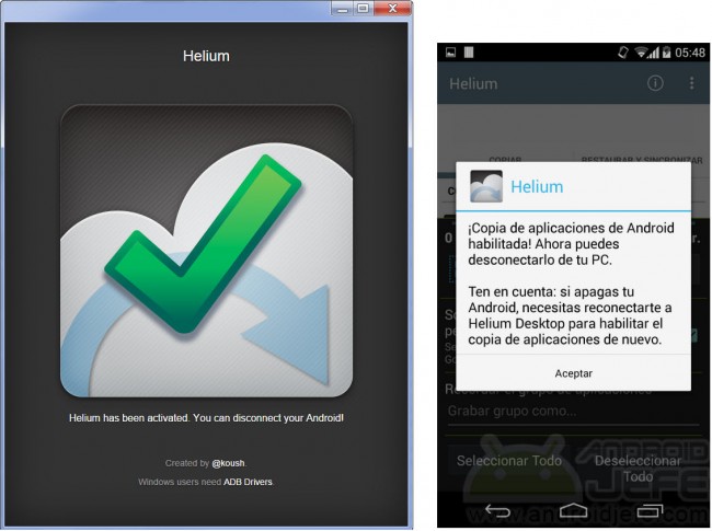 Backup-Apps und -Spiele Helium-PC-Android aktiviert