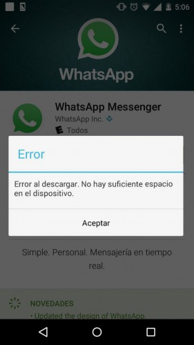 Fehler beim Herunterladen von WhatsApp-Speicherplatz