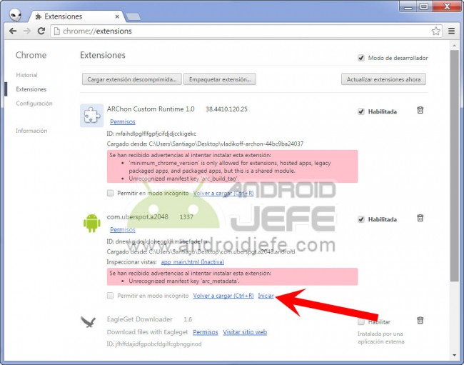 Android 2048 Android-Spiel in Google Chrome starten