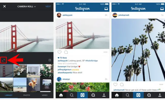 Instagram Fotos horizontal vertikal