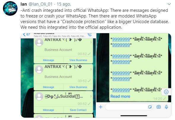 Nachrichten, die WhatsApp beschädigen