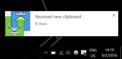 Auf einem Windows-PC von einem Android-Gerät empfangener Text