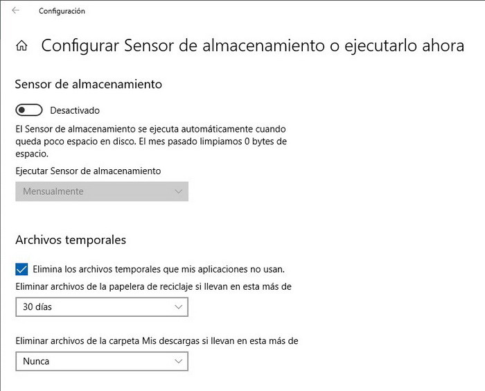 Windows 10 Speichersensor