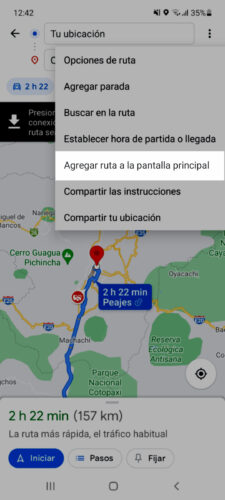 Route hinzufügen Hauptbildschirm Google Maps