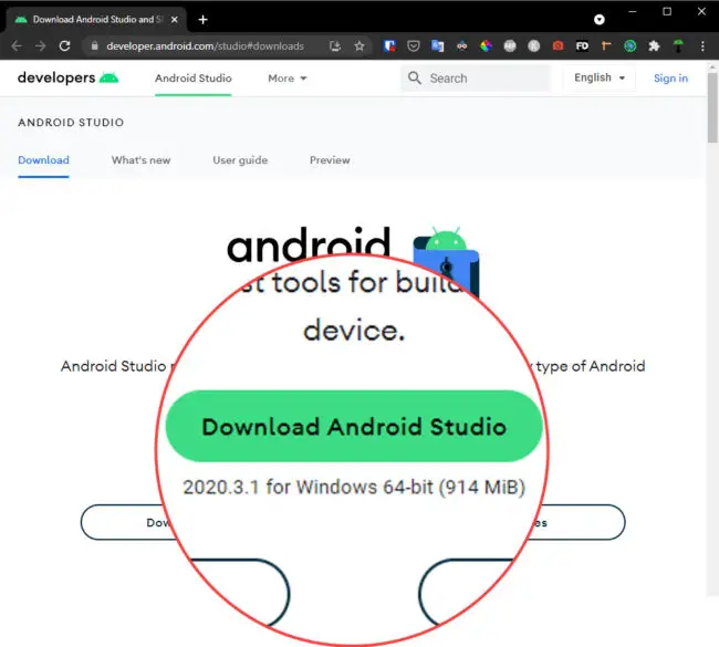 Android Studio Windows herunterladen