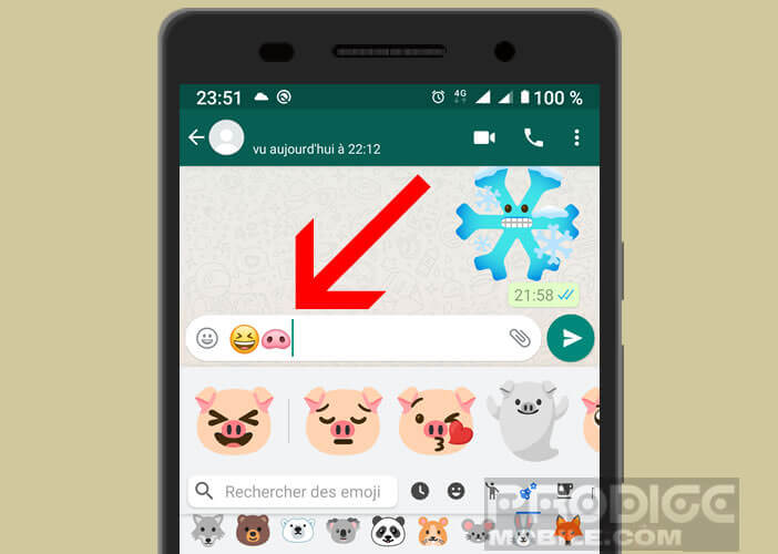 Gib zwei verschiedene Emojis in deine Messaging-App ein