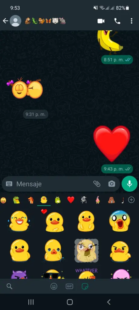 Aufkleber Ente aus Telegramm in WhatsApp