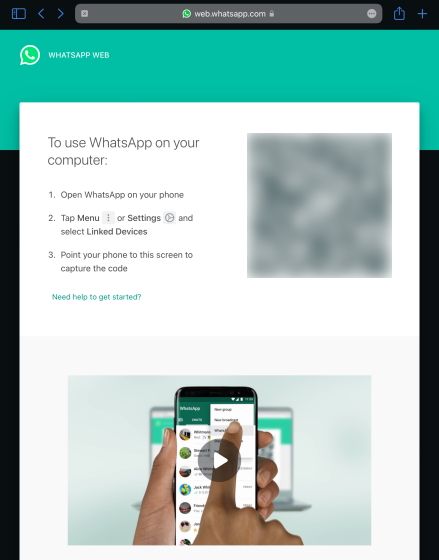 WhatsApp-Web in Safari.