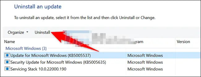 Damit wir das Windows-Update deinstallieren können