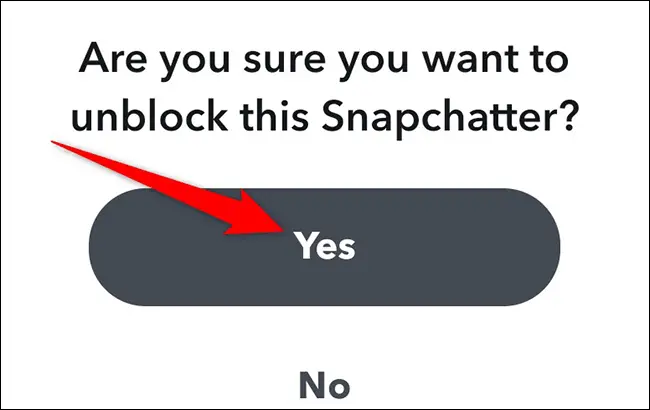 Bestätige, um jemanden auf Snapchat zu entsperren.