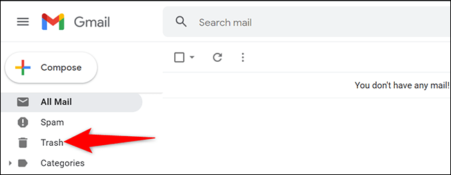 Google Mail-Papierkorb.