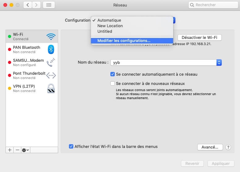 Netzwerkkonfigurationen auf dem Mac ändern