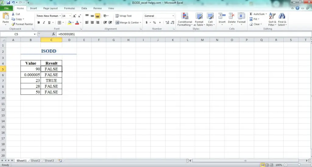 ISODD Excel 2-Funktion