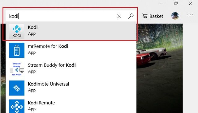 Wir haben im Windows Store nach Kodi gesucht.