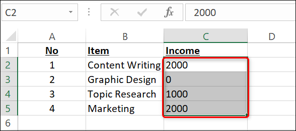 Wir wählen die Zellen aus, um den Excel-Durchschnitt zu berechnen