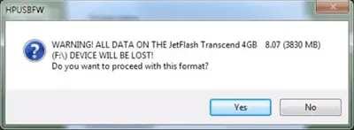 Formatieren eines USB-Flash-Laufwerks mit dem HP Format Tool