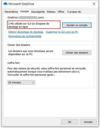 Details zum verwendeten Speicher auf OneDrive