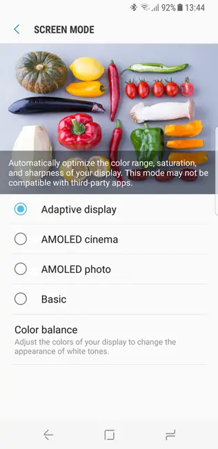 Galaxy S8 Bildschirm Farben anpassen