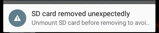 SD-Karte unerwartet entfernt