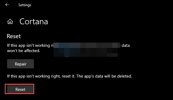 Wir setzen Cortana zurück, um den Win32Bridge.Server-Fehler zu beheben