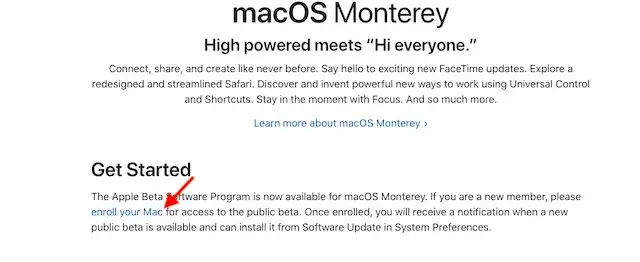 Betaversion von MacOS Monterey.