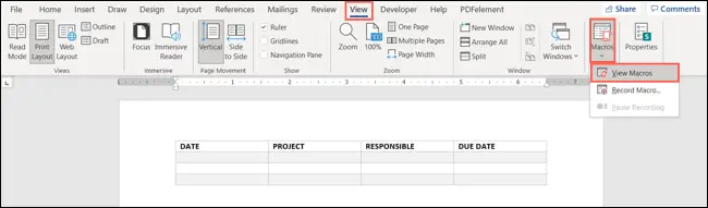 Benutzerdefinierte Tabelle mit Makro in Word einfügen.