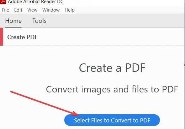 Acrobat Reader wählt Dateien aus, die in PDF konvertiert werden sollen