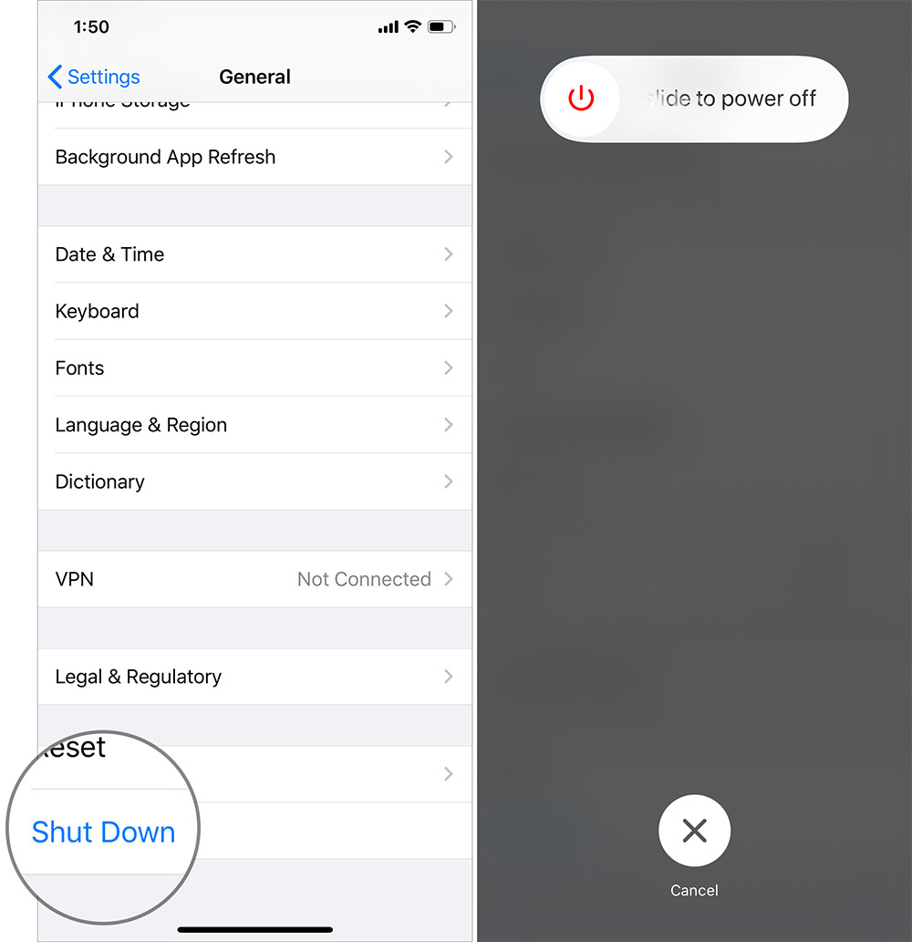 Neustart erzwingen iPhone 11 Pro Max verwendet die App Einstellungen
