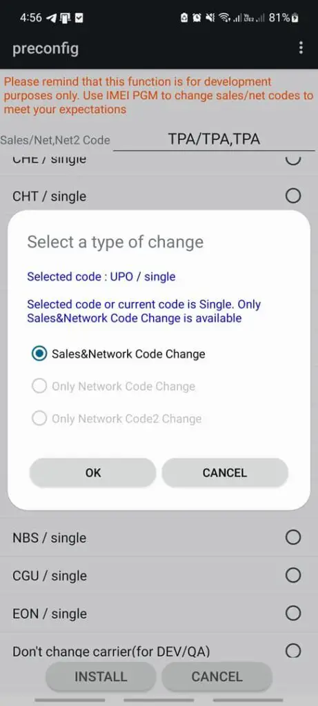 Ändern Sie den CSC-Samsung-Code
