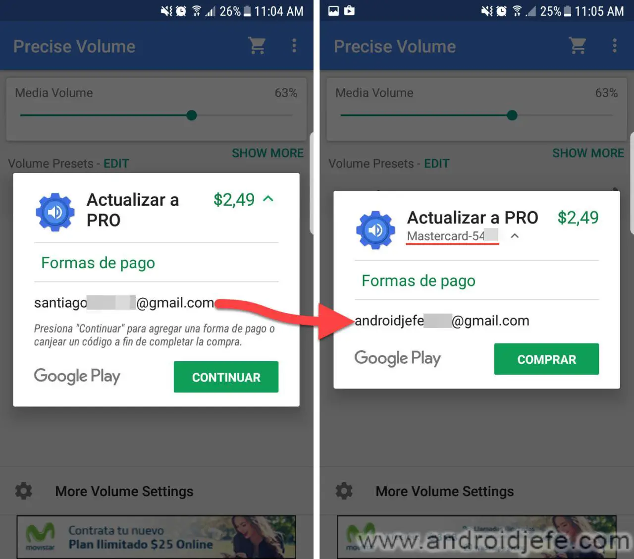 Konto ändern und bei Google Play bezahlen